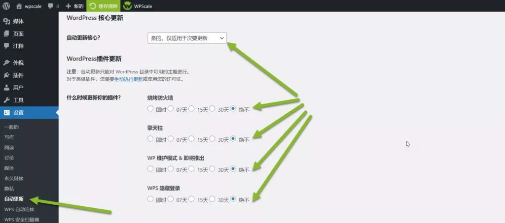 自动更新插件插图 wordpress自动更新插件设置